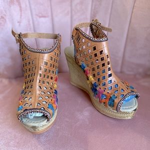 Handmade, Leather, Mexican Sandal Wedges, Huarache